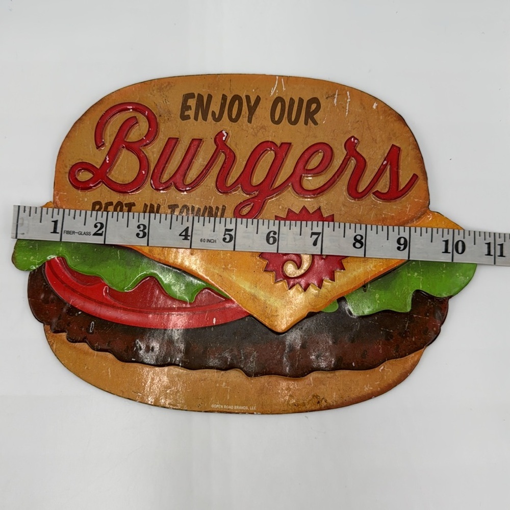 Vintage Burgers Metal Sign Retro Diner Cheeseburger Kitchen Wall Art 5¢ 9x11 - Picture 4 of 5